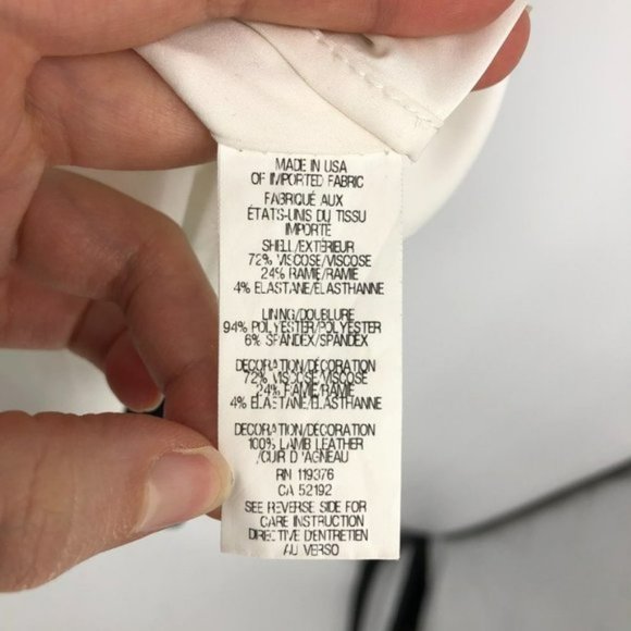 HELMUT LANG TWISTED DRAPE GRAINED VISCOSE LEATHER  TRIM DRESS Black White - Picture 10 of 16